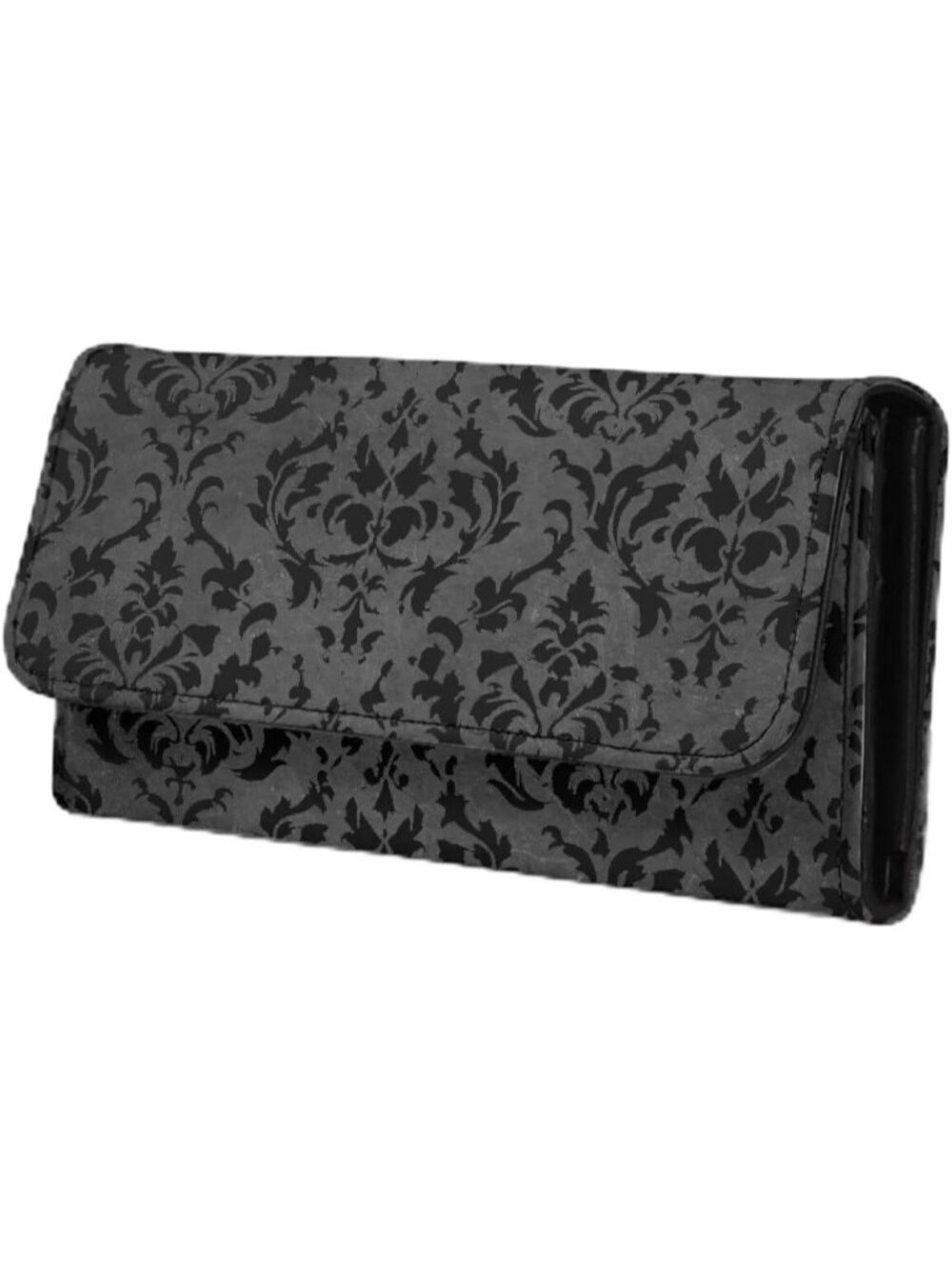 🎃Women's Goth Victorian Purse Black PU Leather Slim Wallet Long Trifold Purse